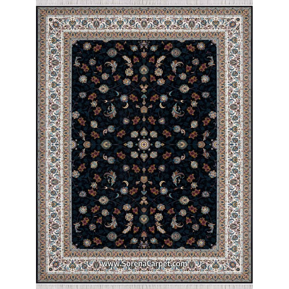 Machine-made carpet 1000 combs, Shida design, navy blue