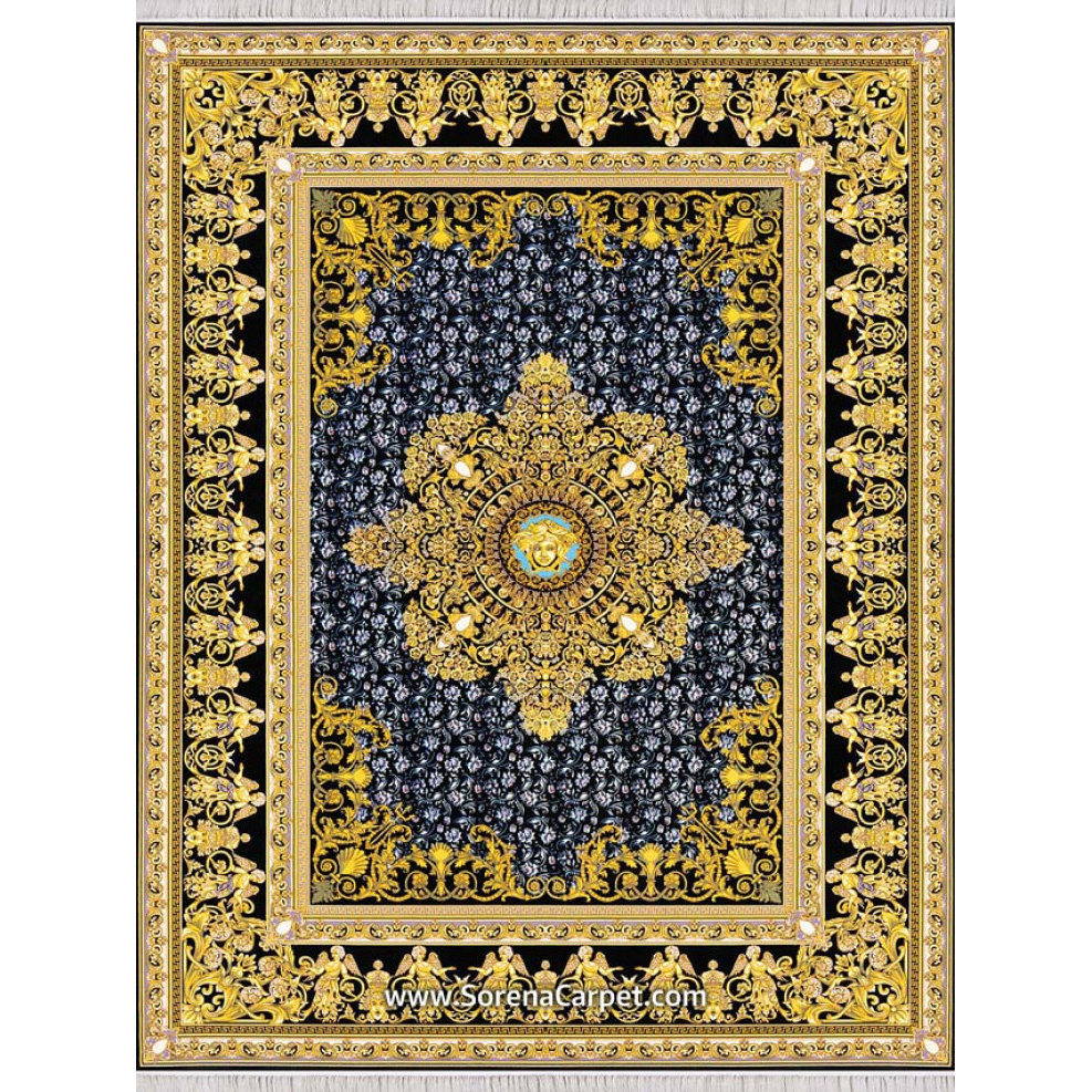 1200 comb machine carpet, Versace design, navy blue