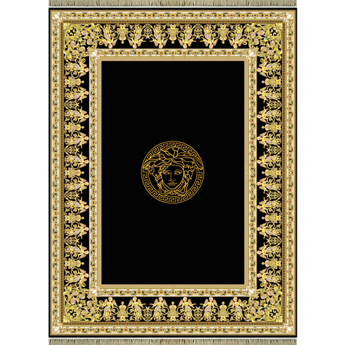 Machine-made carpet 1200 reeds Versace Uranus design black plain floor