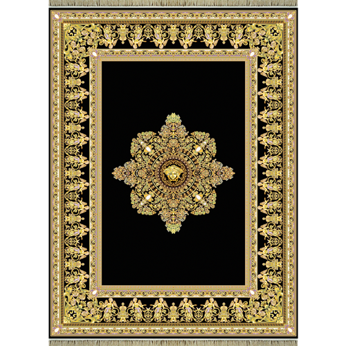 Machine rug 1200 reeds Versace design black plain floor