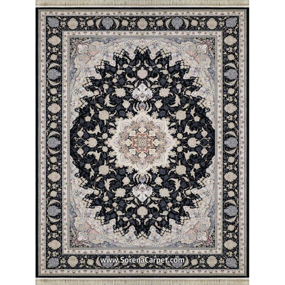 700 comb Kashan machine carpet, black Isfahun design