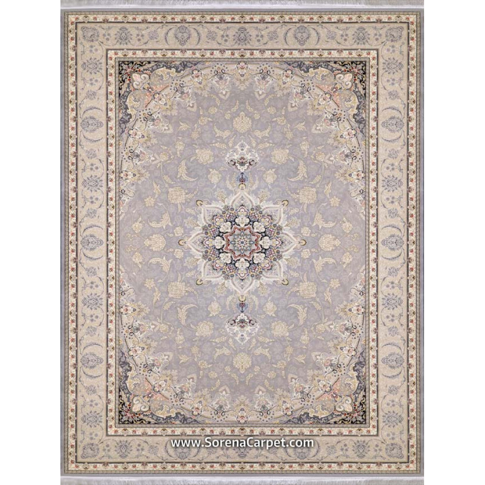 700 comb Kashan machine carpet, silver Isfahun design