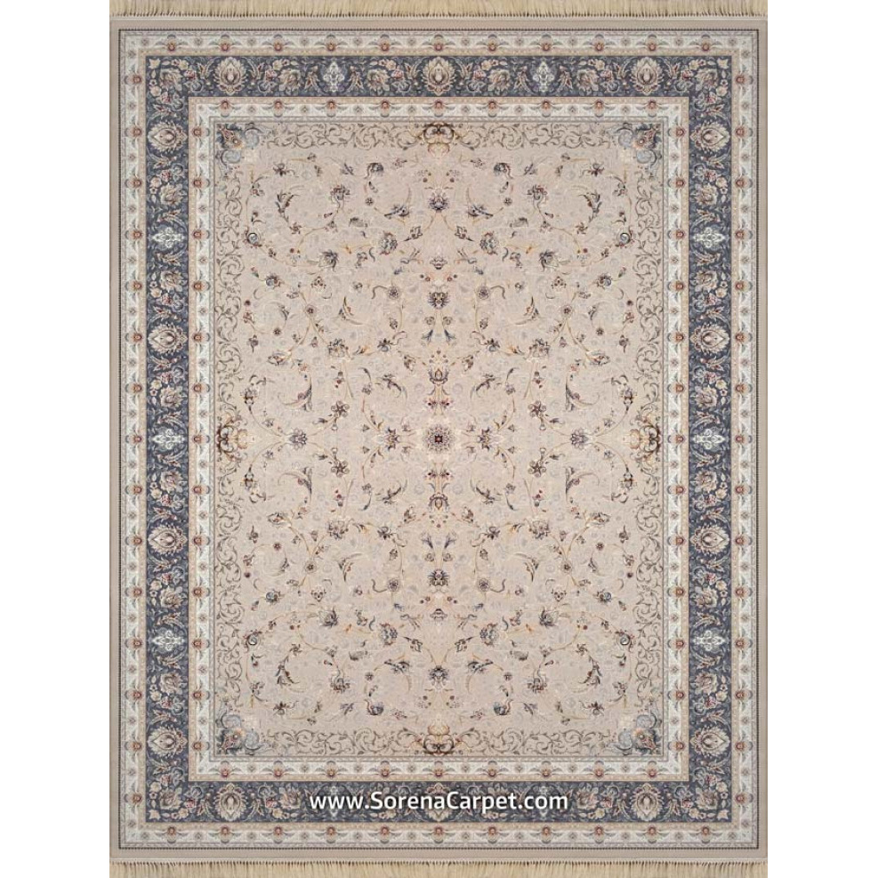 Kashan 700 肩机地毯，场合设计，米色金属边框